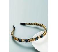 Cerchietto fascia per capelli strass oro blu diadema archetto accessori X193