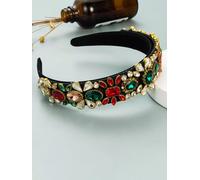Cerchietto fascia per capelli verde rosso strass diadema archetto accessori X146