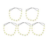 Cerchietto Fiori Margherita Bianco in Stoffa, 5 Pezzi | Fiore Piccolo Giallo al Centro, Accessorio per Donna, Stile Chic ed Elegante