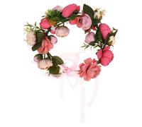 Cerchietto Floreale Simulato da Sposa per Chioma, Stile Boho | Tessuto e Plastica, Aspetto Naturale Verdi e Fiori, per Foto, Festival, Spiaggia