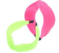 Cerchietto Fluorescente Annodato per Chioma Donna, 2 Pezzi, Tessuto | Stile Retrò Anni Ottanta e Novanta, Effetto Neon, per Feste, Spettacoli e Look Vintage