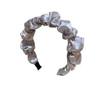 Cerchietto for capelli con boccioli di fiori in raso plissettato e decorato con perle vintage, fascia for capelli a tesa larga for donna(LightBlue)