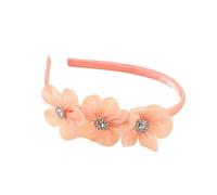 Cerchietto for capelli con fiori di pesco in maglia a rombi colorati for bambine - Accessorio for fascia for capelli con fiori in tessuto for neonati(Light pink)