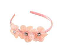 Cerchietto for capelli con fiori di pesco in maglia a rombi colorati for bambine - Accessorio for fascia for capelli con fiori in tessuto for neonati(Pink)