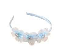 Cerchietto for capelli con fiori di pesco in maglia a rombi colorati for bambine - Accessorio for fascia for capelli con fiori in tessuto for neonati(Light blue)