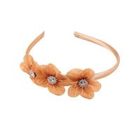 Cerchietto for capelli con fiori di pesco in maglia a rombi colorati for bambine - Accessorio for fascia for capelli con fiori in tessuto for neonati(Light Brown)