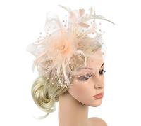 Cerchietto for capelli con rete e piume, fermaglio for capelli con fiori in rete, accessori for capelli da cocktail for matrimonio, fascia for il tè(Snow bud color)