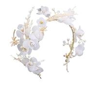 Cerchietto for capelli da sposa, gioielli for capelli da fata, ghirlanda di perle simulate, cerchietti con foglie di fiori, forcine for capelli, copricapi da sposa, ghirlanda(Style 4)