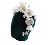 Cerchietto for capelli in pelle con perle di cristallo da donna vintage, tiara con fiori, gioielli for feste di nozze, accessori for capelli da ragazza, corone da sposa(B)
