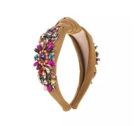 Cerchietto Gioiello Nodo Centrale Strass Multicolore Elegante Cammello CF52741