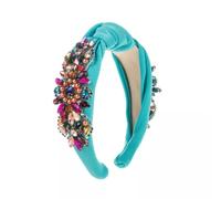 Cerchietto Gioiello Nodo Centrale Strass Multicolore Elegante Turchese CF52741