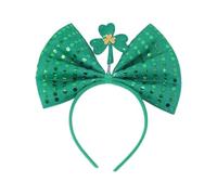 Cerchietto glitterato con trifoglio per foto, divertente e grande, con fiocco, per feste, karaoke, feste, folletti