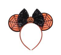 Cerchietto Halloween Cerchietti Ragno Zucca Cranio Orecchie Minnie Fascia Collana Capelli Accessori Costume Adulti Masquerade Decorazione Fascia Collana Cosplay (Cerchietti zucca fiocco nero)