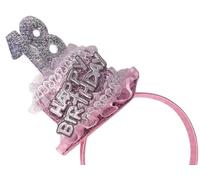 Cerchietto idea regalo Compleanno con Decorazione Glitter, Design Tortina, Disponibile per 18, 60 e 70 Anni, Rosa (rosa, 18 anni)