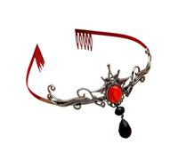 Cerchietto In Pietra Rossa, Tiara, Pettine For Capelli Di Halloween, Corona, Accessorio, Fermaglio, Spilla, Sposa, Cosplay, Regalo Amicizia Adatta A Molte Occasioni