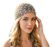 Cerchietto In Pizzo Con Perle In Stile Boho Elastico Con Occhielli Vintage