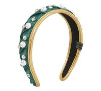Cerchietto intrecciato da donna e ragazza, con strass e perline, colore scuro, GN8