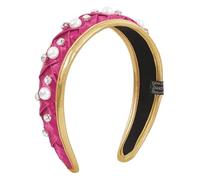 Cerchietto intrecciato da donna e ragazza, con strass e perline e perline, colore rosso rosa