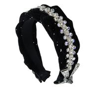Cerchietto intrecciato da donna, estetico, ampio, casual, formale, con strass tempestati, elegante, per feste