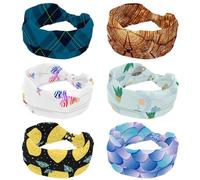 Cerchietto largo con albero realistico, 6 pezzi, per donne e ragazze, turbante incrociato annodato, fascia per capelli antiscivolo, per yoga, allenamento, corsa