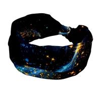 Cerchietto largo da donna, con stella che vola nel cielo, luccicante, fascia elastica per capelli, antiscivolo, sportiva, alla moda, per yoga, allenamento, tutti i giorni