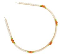 Cerchietto Margherita con Perline Finte e Perline di Riso Arancia | Stile Semplice e Grazioso, per Adolescenti e Donne, per Feste a Tema e Party Sul Mare
