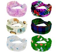 Cerchietto morbido da donna, 6 pezzi, con foglie viola tropicali, larghe, antiscivolo, per allenamento, yoga, fitness, viaggi, palestra, accessori per capelli