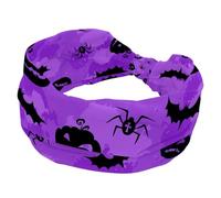 Cerchietto morbido da donna, con zucca di Halloween, pipistrello, viola, fasce larghe, fasce per capelli antiscivolo, per yoga, fitness, viaggi, palestra, accessori per capelli
