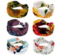 Cerchietto morbido e largo con girasole, per donne e ragazze, elastico con nodo, fascia per capelli sportiva alla moda per allenamento, yoga, palestra, corsa, 6 pezzi