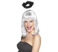 Cerchietto Nero Con Halo Di Angelo Marabou Per Donne Nuovo