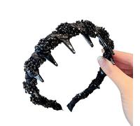 Cerchietto nero con perle, da indossare tutti i giorni, accessori per lo styling dei capelli alla moda con denti antiscivolo, comodi ed eleganti, per ragazze e donne (nero, 1 pezzo)