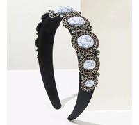 Cerchietto Nero Con Pietre Bianche Effetto Marmo Elegante Da Cerimonia CF329