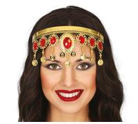 Cerchietto odalisca gitana dorato con pietre rosse