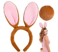 Cerchietto Orecchie Coniglio Peluche, Fascia Capelli Orecchie da Coniglio Peluche, Coda Coniglietta, Accessori per Costume da Coniglietto per Pasqua, Carnevale, Compleanno, Cosplay