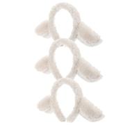 Cerchietto Orecchie di Agnello in Peluche Beige 3 Pezzi | Cartoon e Giocoso, Mantiene la Forma, per Stile Quotidiano e Lavaggio del Viso