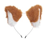 Cerchietto Orecchie di Volpe Morbide, Pelliccia Arancia | Copricapo da Festa e Spettacolo, Metallo e Tessuto, per Viso, Make-up e Tempo Libero