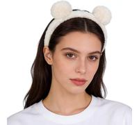 Cerchietto Orecchie D'orso in Peluche Bianco per Chioma | Peluche Morbido, Stile Adorabile e Chic, per Spa e Make-up, Tiene i Chioma Ribelli in Ordine