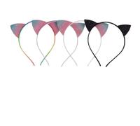 Cerchietto Orecchie Gatto Glitter 4 Pezzi per Ragazzo Ragazza | Lega e Tessuto Non Tessuto, Leggero e Confortevole, per Carnevale e Feste in Maschera Colore Casuale