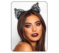Cerchietto Orecchie Gatto, Pizzo Gatto Orecchie Cerchietto, Orecchie Catwoman Donna, Cerchietto Gatto Nero, Perfetto per il Gioco di Ruolo Della Festa di Carnevale (nero)
