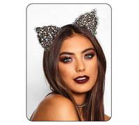 Cerchietto Orecchie Gatto, Pizzo Gatto Orecchie Cerchietto, Orecchie Catwoman Donna, Cerchietto Gatto Nero, Perfetto per il Gioco di Ruolo Della Festa di Carnevale (stampa leopardata)