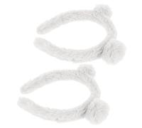 Cerchietto Orecchie Orso Peluche Bianco 2 Pezzi per Chioma | Lavaggio Viso e Costume, Comfort Stabile, Mantiene i Chioma Ribelli Lontani dal Volto