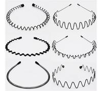 Cerchietto Per Capelli 1/6 pezzi fascia for capelli ondulata unisex in metallo elastico semplice testa cerchio uomo donna sport accessori for(Mixed ABCDEF-6pcs)