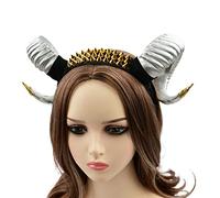Cerchietto per capelli a forma di corno curvo per carnevale, regina malvagia, cosplay, accessorio per capelli da strega, accessorio per ragazza, colore abbinato, corna da diavolo, corna da diavolo