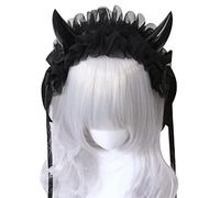 Cerchietto per capelli a forma di corno del diavolo del fumetto carino supporto per trasmissioni dal vivo Halloween festa costume copricapo per bambini adulti cerchi per donne cartone animato bue
