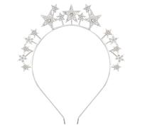 Cerchietto per capelli a forma di stella, per donne e ragazze, con strass scintillanti, per Natale, corona e strass, accessorio per capelli per Capodanno, feste e festival, Y4XXFG (argento)