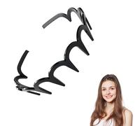 Cerchietto per capelli a forma di U aggiornato, alla moda, 2025, a zig-zag, con cranio alto, per capelli da donna, reversibile, coreano, con denti, per donne e ragazze (nero, 1 pezzo, 1 pezzo