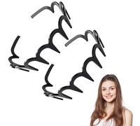 Cerchietto per capelli a forma di U, alla moda, a zig zag, con cranio alto, per capelli da donna, reversibile, coreano, con denti, per donne e ragazze (nero, 2 pezzi, 1 pezzo (confezione da 2)