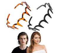 Cerchietto per capelli a forma di U, alla moda, a zig zag, con cranio alto, per capelli da donna, reversibile, coreano, con denti, per donne e ragazze (ambra + nero, 1 pezzo (confezione da 2)