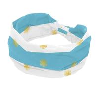 Cerchietto per capelli a righe blu bianche con pois dorati, per donne e ragazze, fascia larga annodata a turbante incrociato, fascia per capelli antiscivolo, per yoga, allenamento, corsa