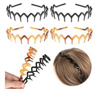 Cerchietto per capelli a zig-zag, in plastica, con denti antiscivolo, classico, a zig-zag, per donne, uomini, sport all'aria aperta, yoga, 4 pezzi